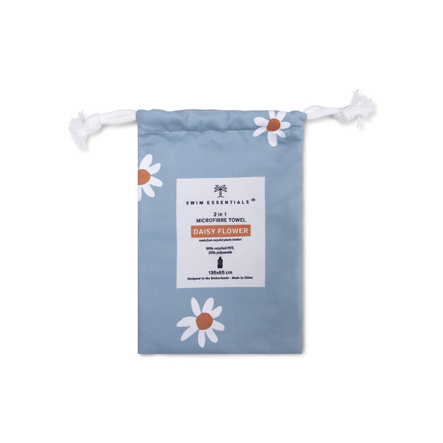 Serviette de Plage Microfibre - Bleu - Daisy Flower 135 x 65 cm