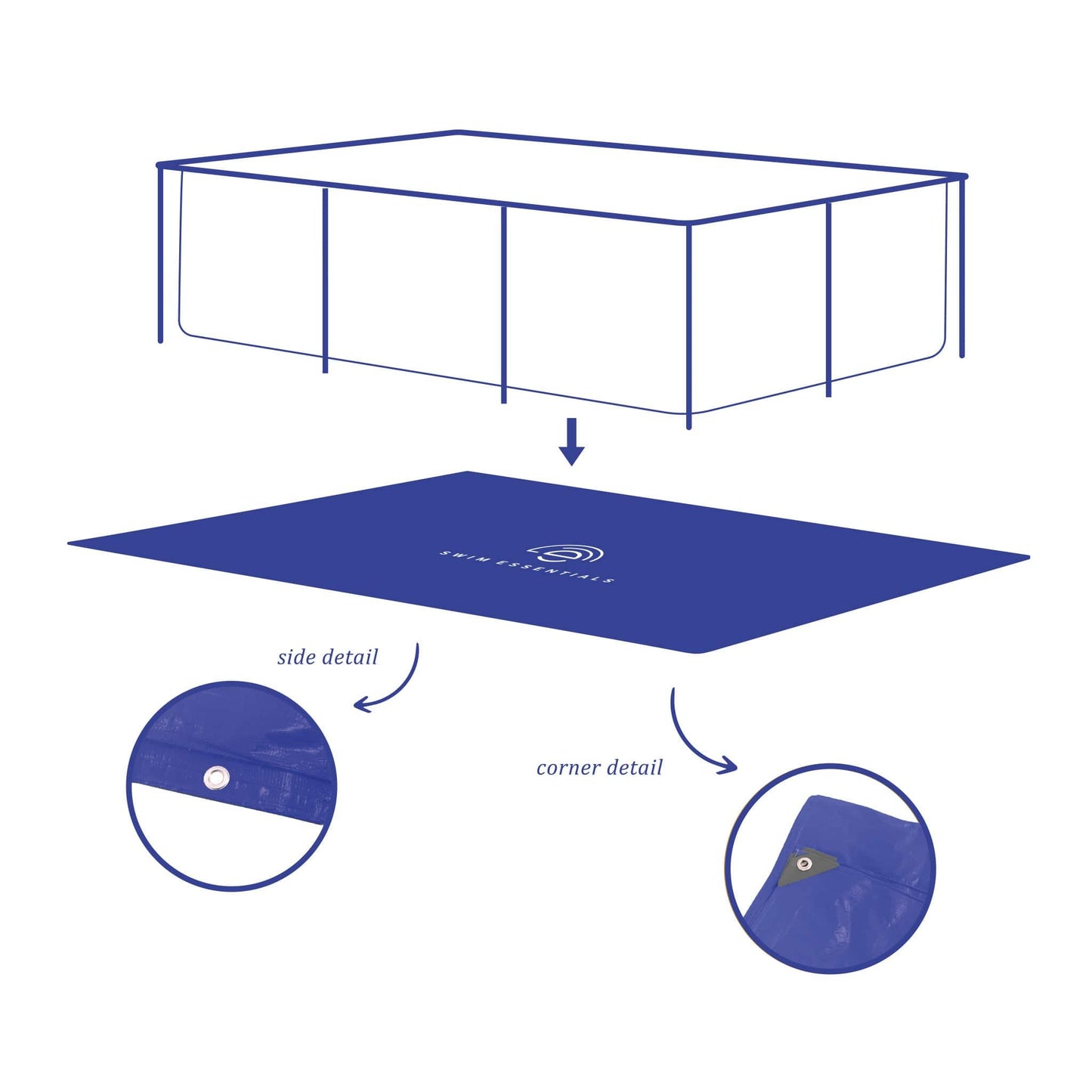 Couverture de sol pour piscine - Bleu foncé - Elegance - 260 x 160 cm