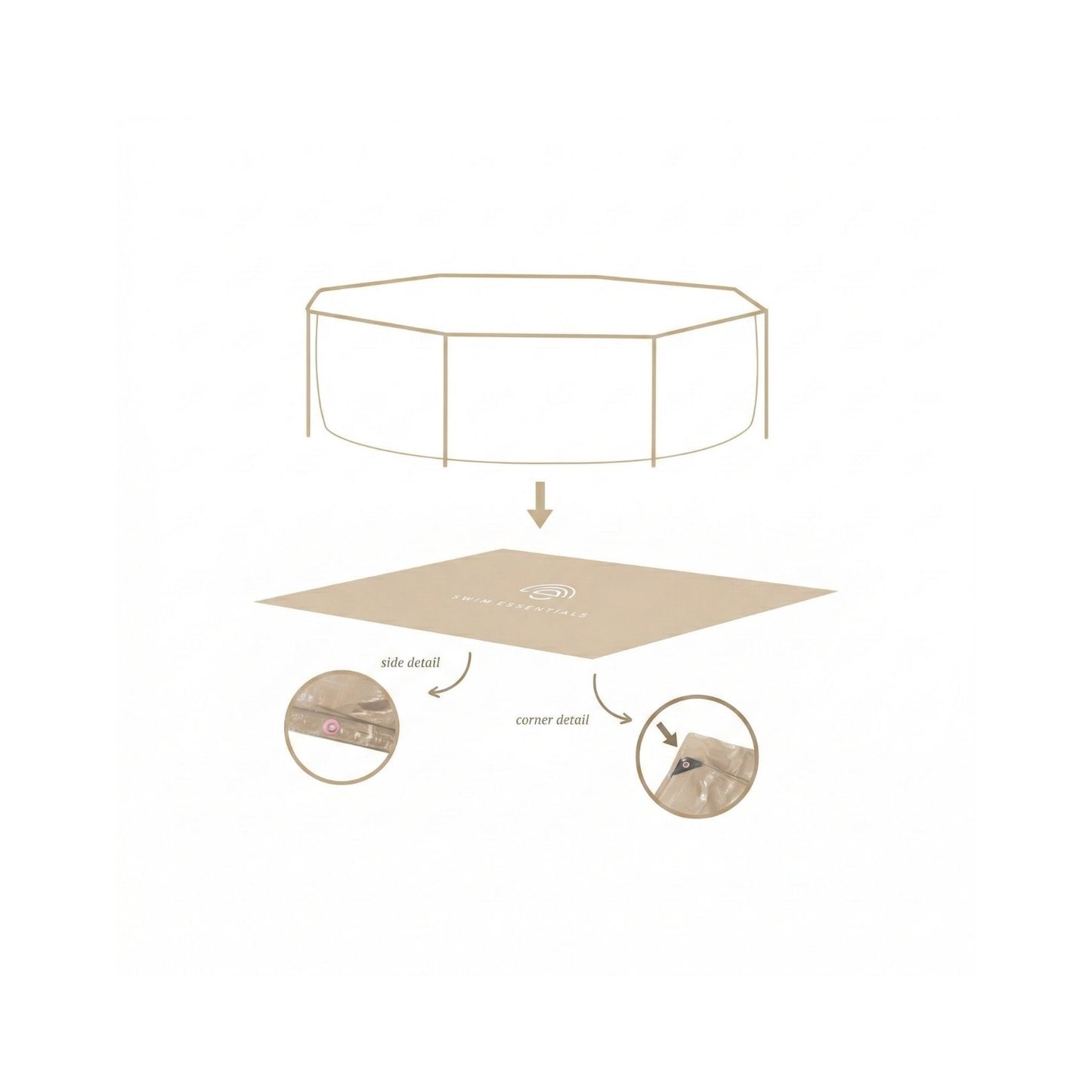 Bodenabdeckung für runden Pool - Beige - Essence - Ø 305 x 75 cm