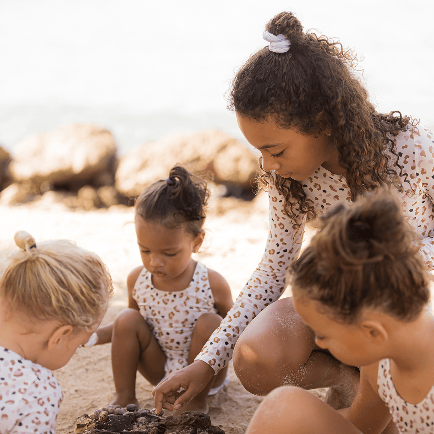 Badeanzug Mädchen - Khaki - Leopard