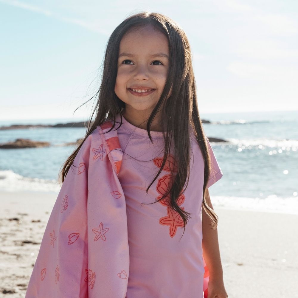 Camiseta De Natación Manga Cortas - Rosa - Coastal Charm