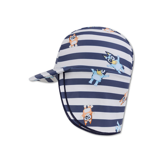 Gorro con protección  UV en cuello - Azul/Blanco - Bluey