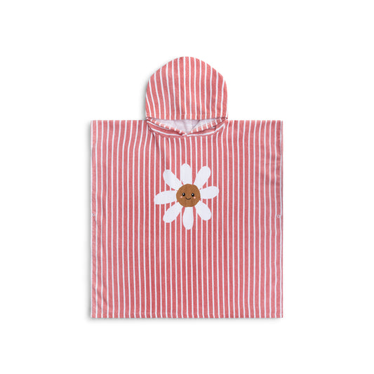 Strandponcho - Rood/Wit - Daisy Flower - 65 x 65 cm
