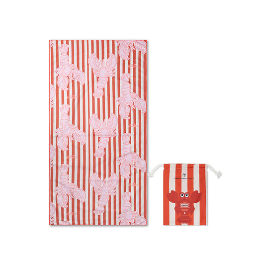 Beach Towel Microfiber- Red - Lobster Bay - 180 x 90 cm