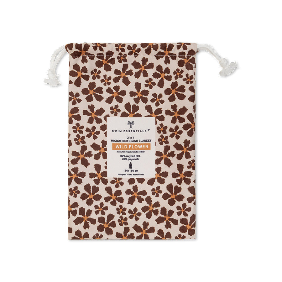 Strandtuch Mikrofaser - Braun - Wild Flower - 180 x 180 cm