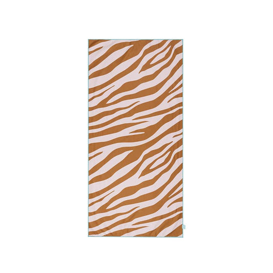 Toalla de playa Microfibra - Naranja/Blanco - Vibrant Stripes - 135 x 65 cm