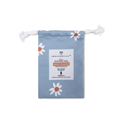 Serviette de Plage Microfibre - Bleu - Daisy Flower 135 x 65 cm