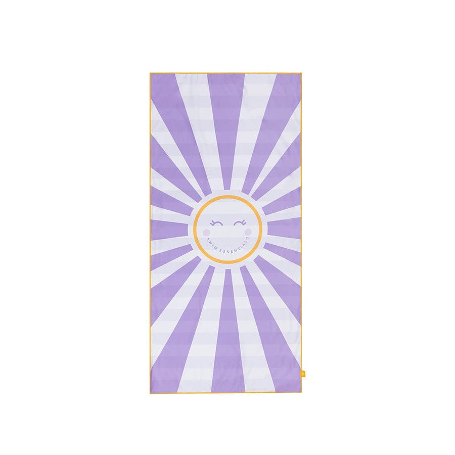 Serviette de Plage Microfibre - Violet/Blanc - Happy Sunshine - 135 x 65 cm