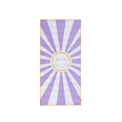 Serviette de Plage Microfibre - Violet/Blanc - Happy Sunshine - 135 x 65 cm