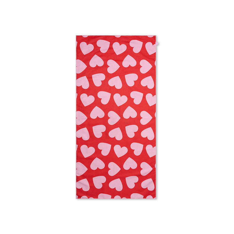 Strandtuch Mikrofaser - Rot - Hearts - 135 x 65 cm