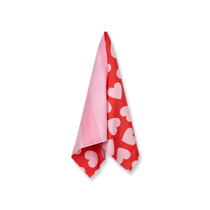 Strandtuch Mikrofaser - Rot - Hearts - 135 x 65 cm