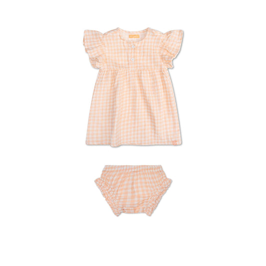 Vêtements de plage fille Dress - Muslin - Orange/Blanc - Sunset Grid