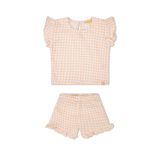 Vêtements de plage fille - Muslin - Orange/Blanc - Sunset Grid