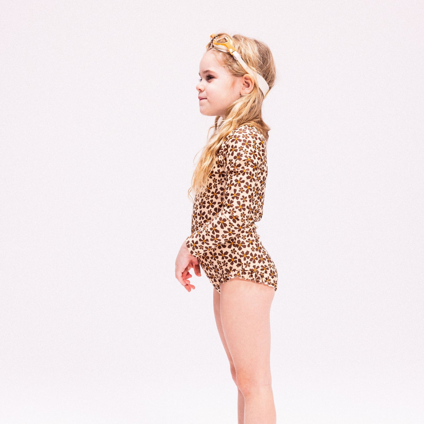 UV Badpak Meisjes Met Lange Mouwen - Oranje - Wild Flower