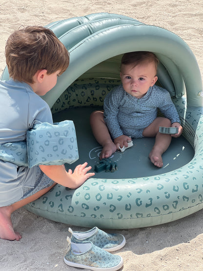 Kinder Pool - Grün - Leopard - Ø 100 cm mit Sonnendach