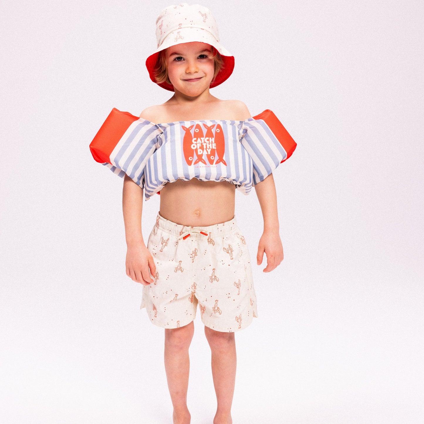 Badeshorts - Beige/Rot - Little Lobster