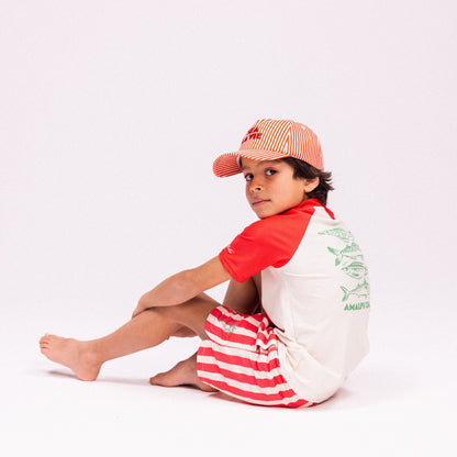Zwembroek - Beige/Rood - Lobster Stripe