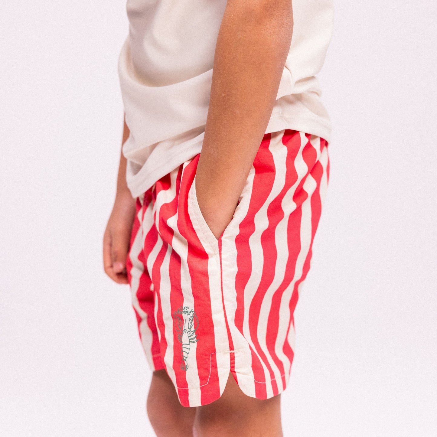 Zwembroek - Beige/Rood - Lobster Stripe