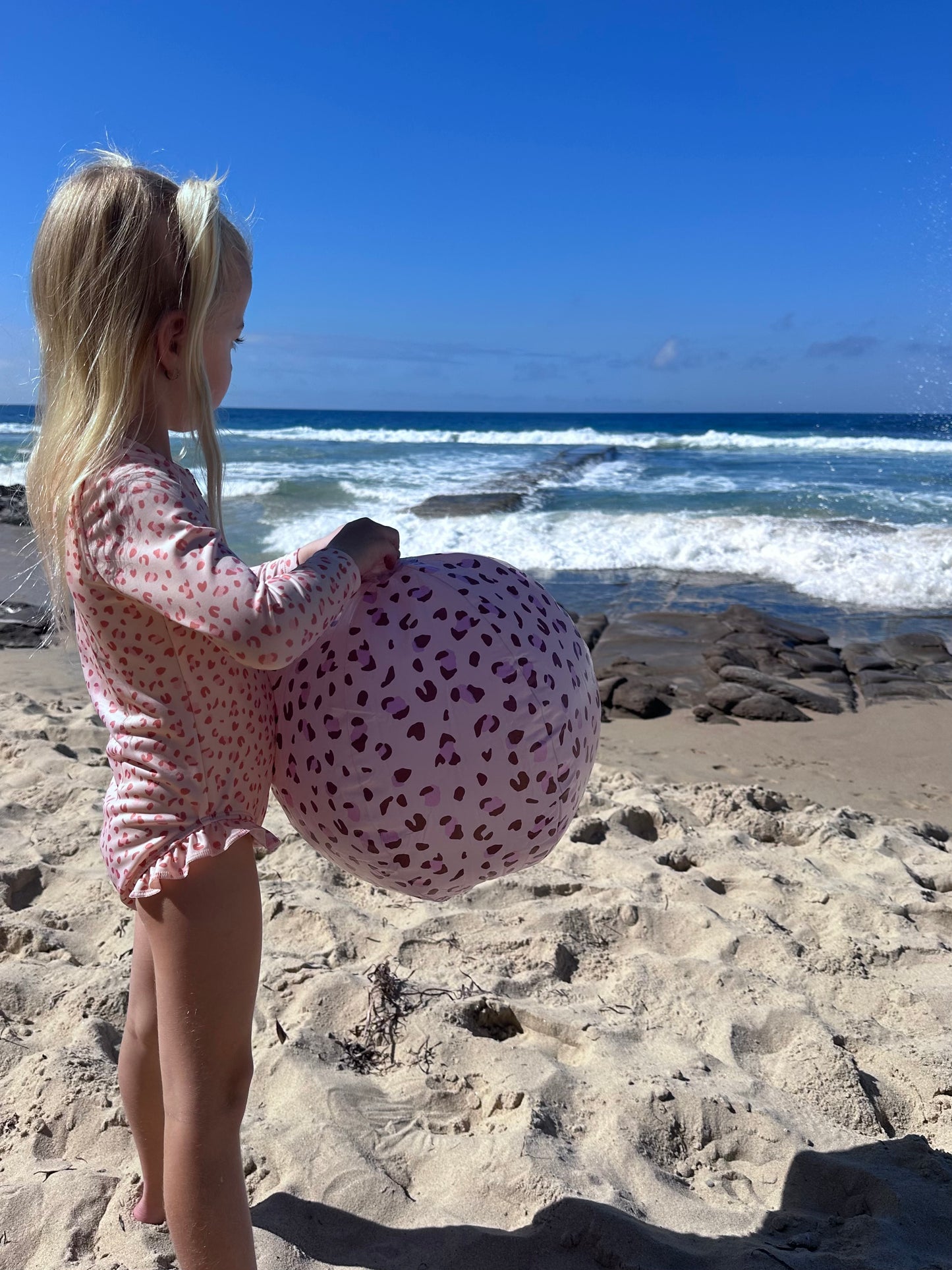 Balon de plage - Vieux Rose - Leopard