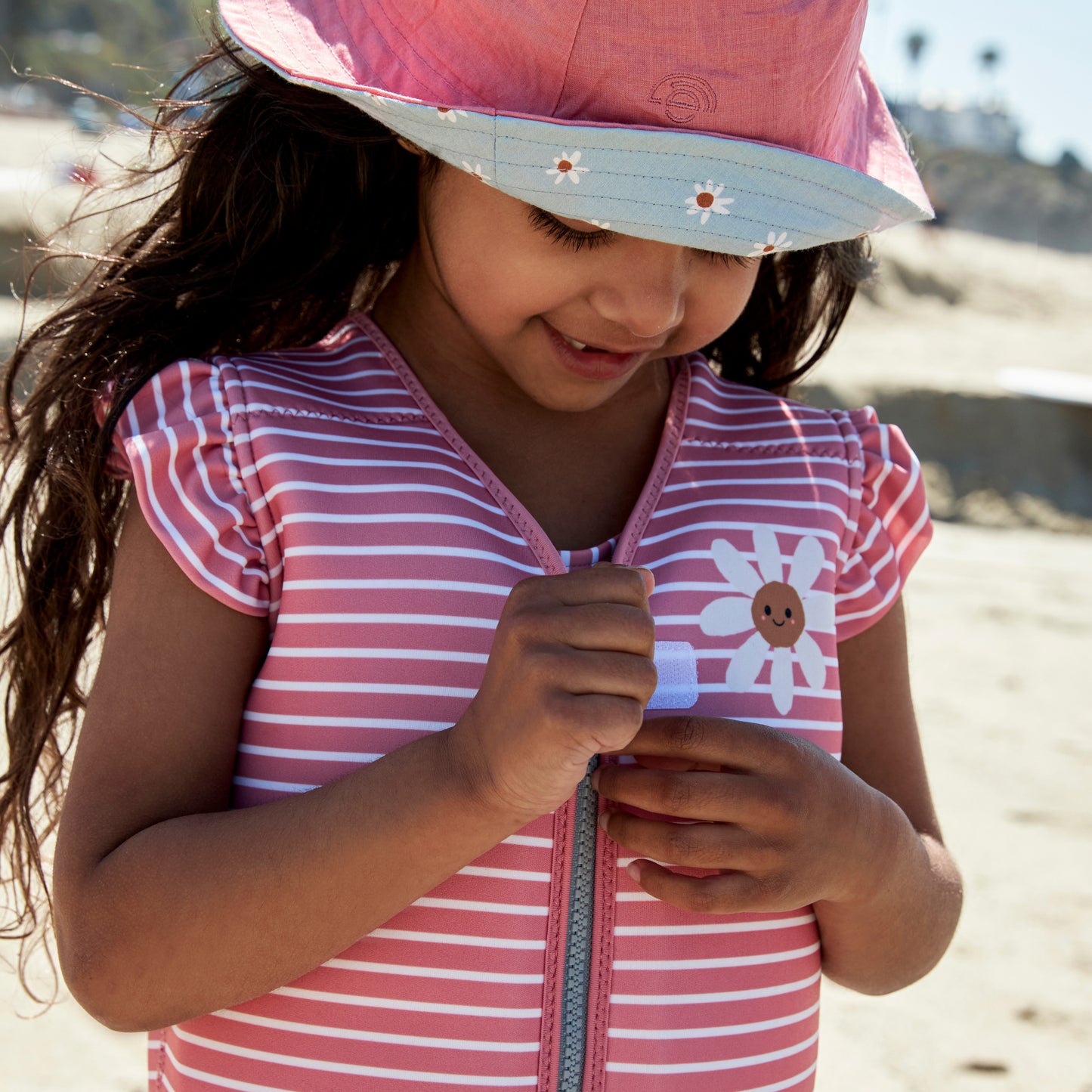 Swim Vest - Red/White - Daisy Flower