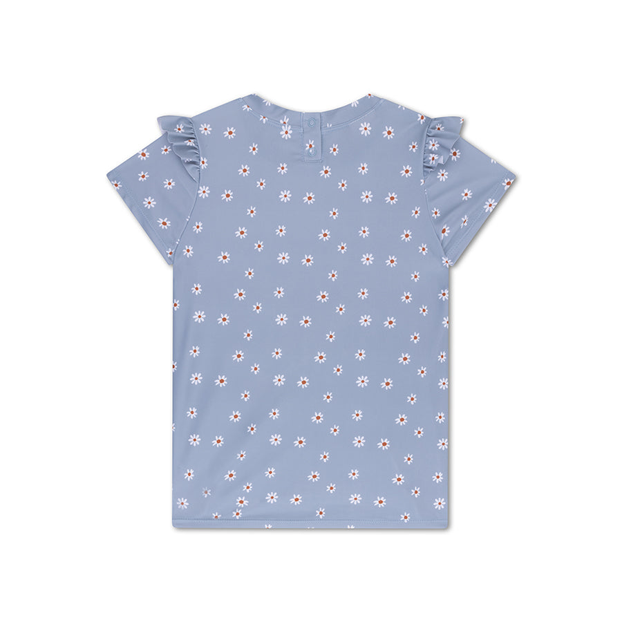 Camiseta de natación - Manga corta - Azul - Daisy Flower