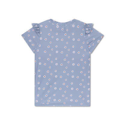 Camiseta de natación - Manga corta - Azul - Daisy Flower