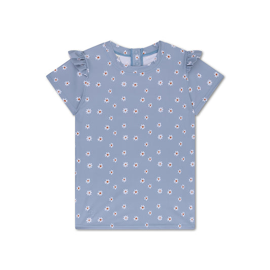 Camiseta de natación - Manga corta - Azul - Daisy Flower