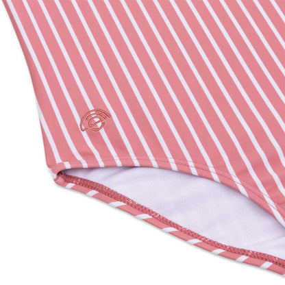 Badeanzug Mädchen - Rot/Weiß Gestreift - Daisy Flower