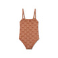 Swimsuit Girls - Brown - Palm Stripe