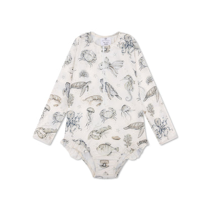 UV Badpak Meisjes Met Lange Mouwen - Groen/Wit - Sea Life