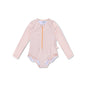 Bañador UV Niña con Mangas - Naranja/Blanco - Sunset Grid
