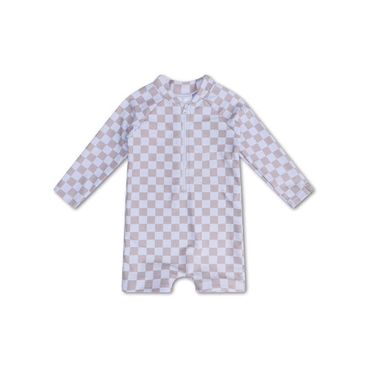 Maillot de bain UV Garçons - Beige/Blanc - Checkmate