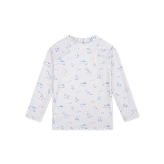 UV Swimming T-Shirt Long Sleeves - Beige/Blue - Seas The Day
