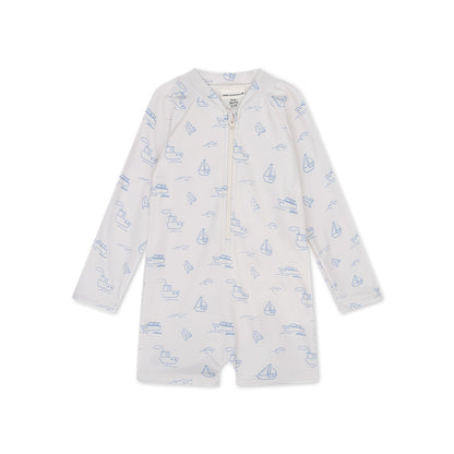 UV Zwempak Jongens - Beige/Blauw - Seas The Day