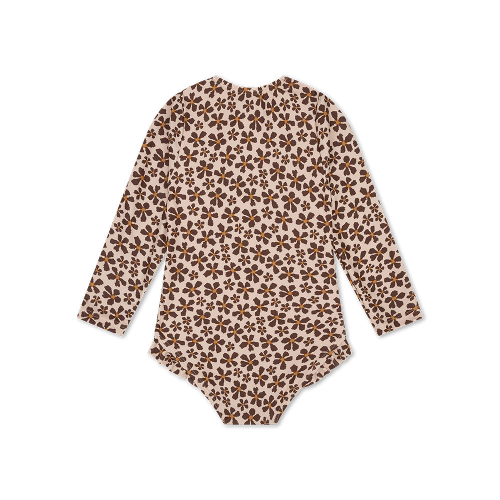 UV Badpak Meisjes Met Lange Mouwen - Oranje - Wild Flower