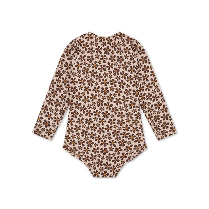 UV Badpak Meisjes Met Lange Mouwen - Oranje - Wild Flower