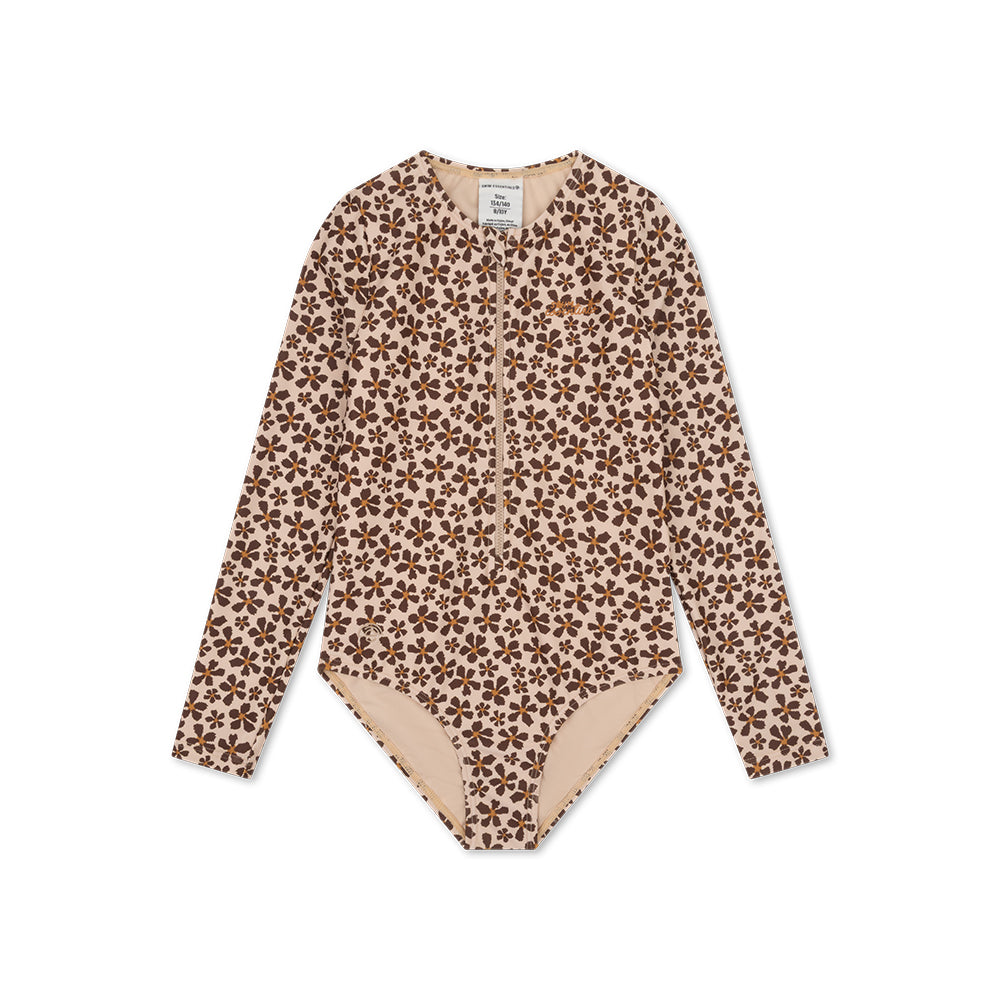 UV Badpak Meisjes Met Lange Mouwen - Oranje - Wild Flower