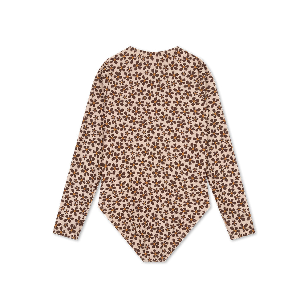 UV Badpak Meisjes Met Lange Mouwen - Oranje - Wild Flower