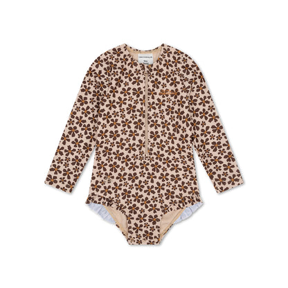 UV Badpak Meisjes Met Lange Mouwen - Oranje - Wild Flower