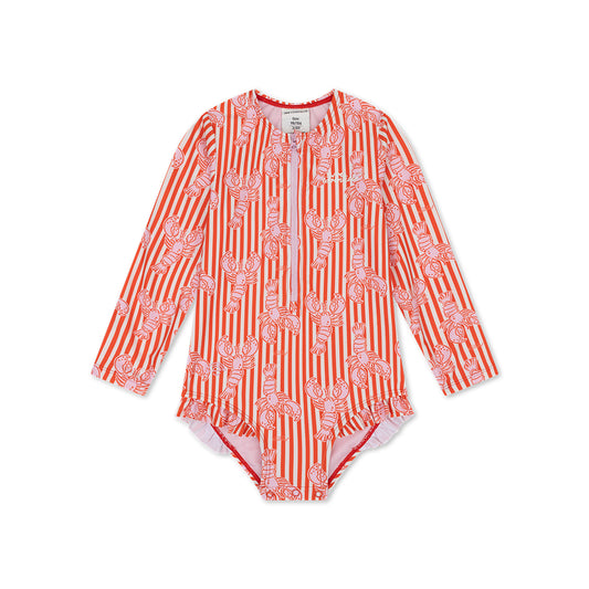 UV Badpak Meisjes Met Lange Mouwen - Rood - Lobster Bay