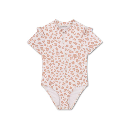 Bañador Niña Manga Corta - Beige - Leopard